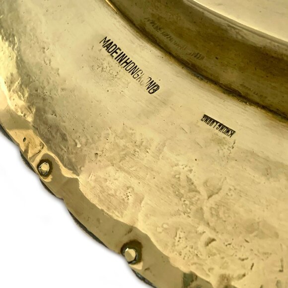 Brass Tray Wall Plate 18" Engraved Design “Fu” Blessings Hong Kong Vintage MCM - Picture 5 of 11